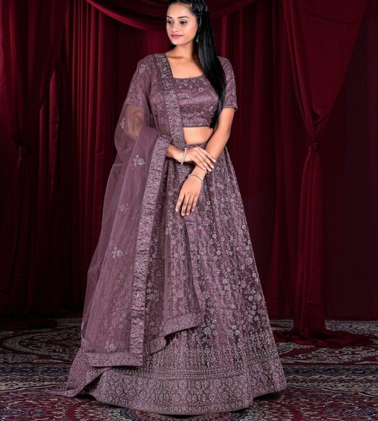 lehenga dark purple