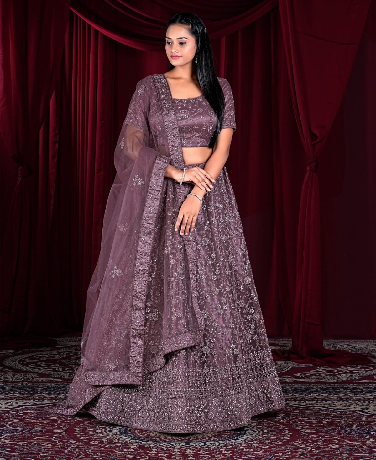lehenga dark purple